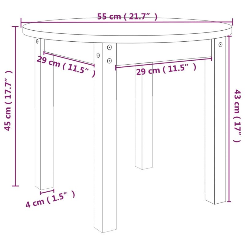 vidaXL Konferenčný stolík čierny Ø 55x45 cm borovicový masív