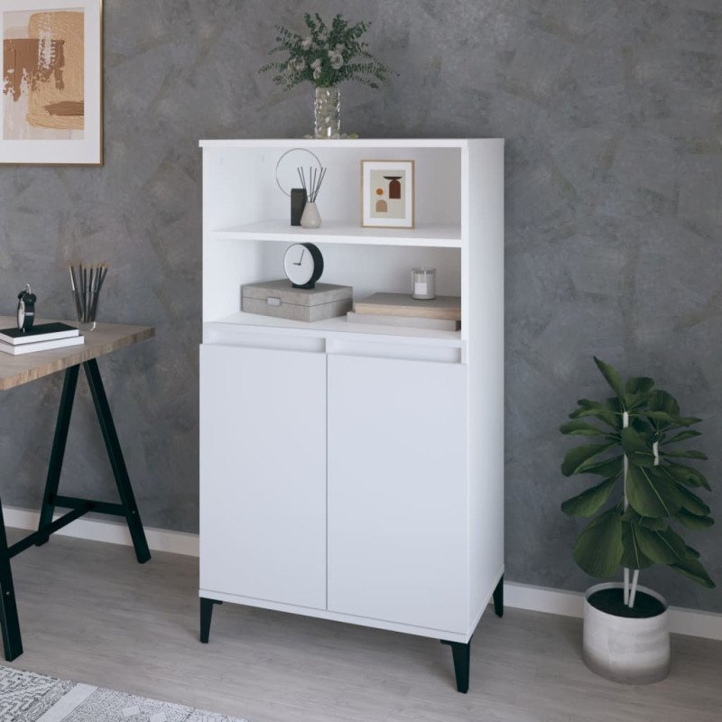 vidaXL Vysoká skrinka biela 60x36x110 cm spracované drevo