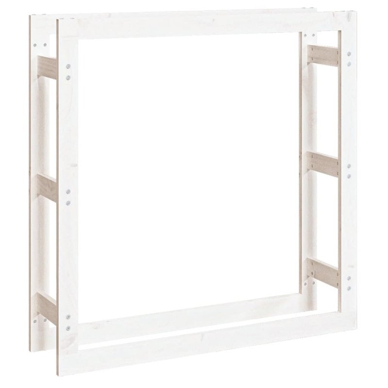 vidaXL Stojan na palivové drevo biely 100x25x100 cm masívna borovica