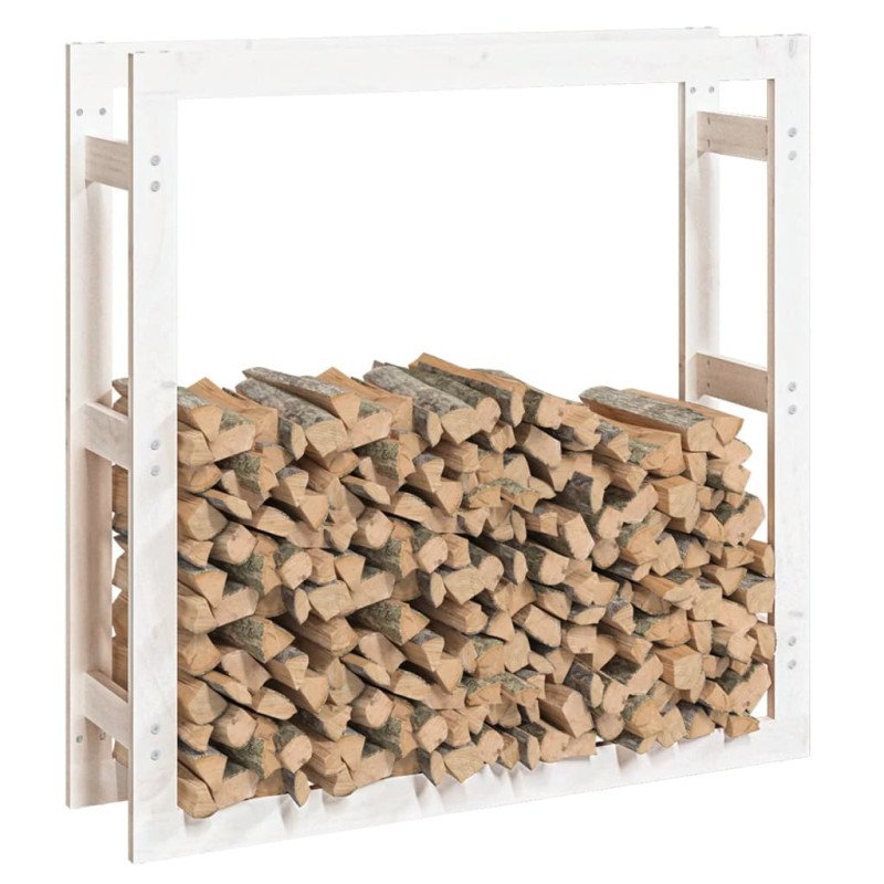 vidaXL Stojan na palivové drevo biely 100x25x100 cm masívna borovica
