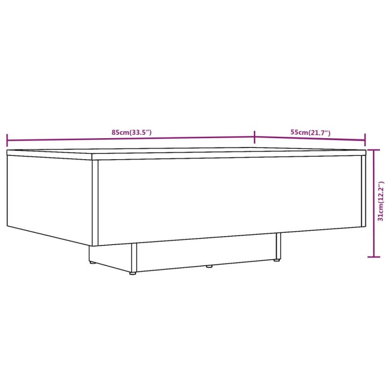 vidaXL Konferenčný stolík hnedý dub 85x55x31 cm spracované drevo