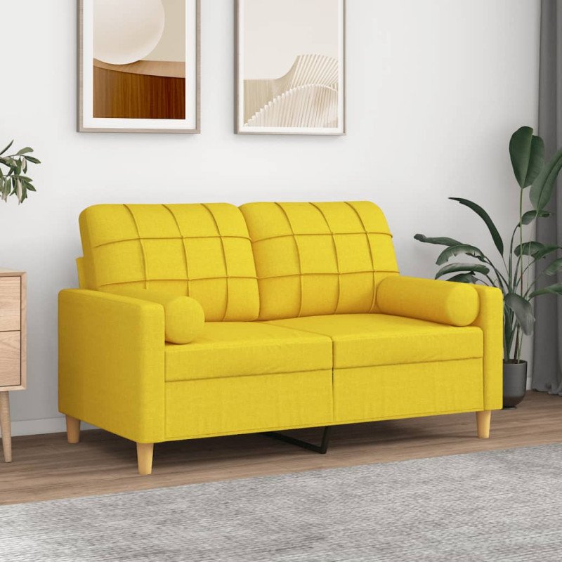 vidaXL Dekoratívne vankúše 2 ks bledožlté Ø15x50 látka