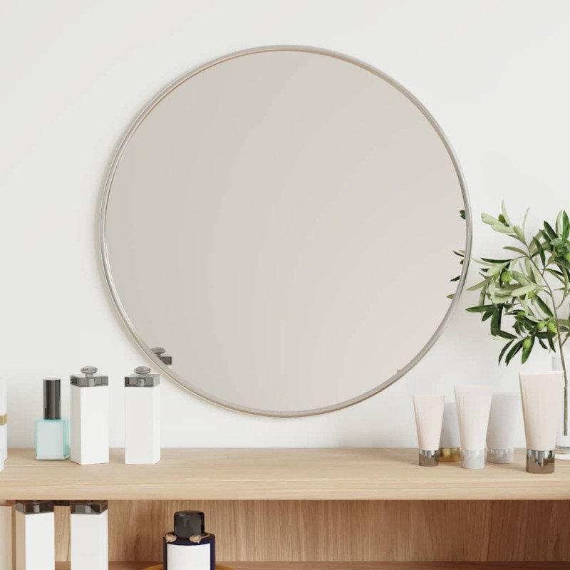 vidaXL Nástenné zrkadlo strieborné Ø 40 cm okrúhle