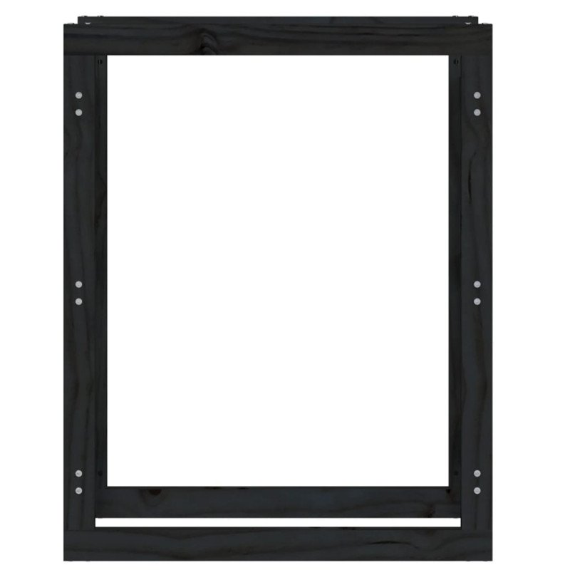 vidaXL Stojan na palivové drevo čierny 80x25x100 cm masívna borovica
