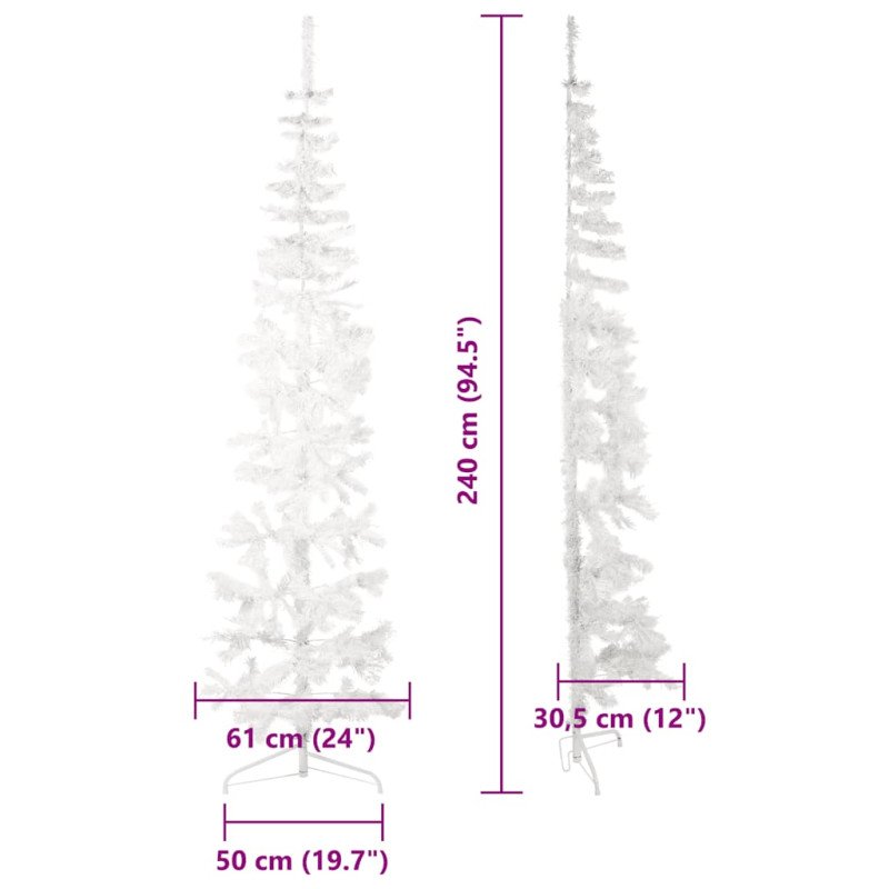 vidaXL Umelý vianočný polovičný stromček s podstavcom biely 240 cm