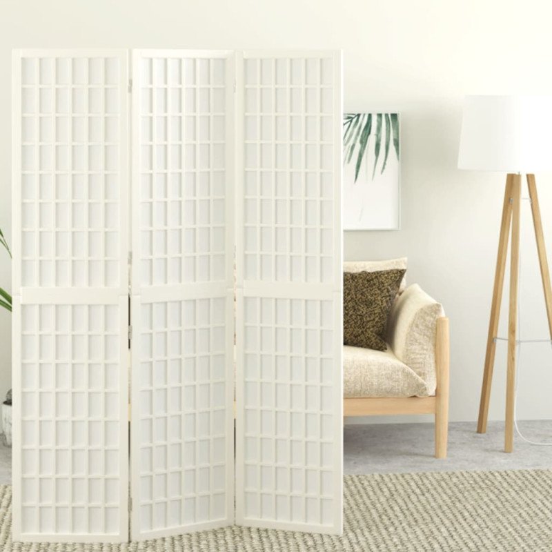 vidaXL Skladací paraván s 3 panelmi, japonský štýl 120x170 cm biely