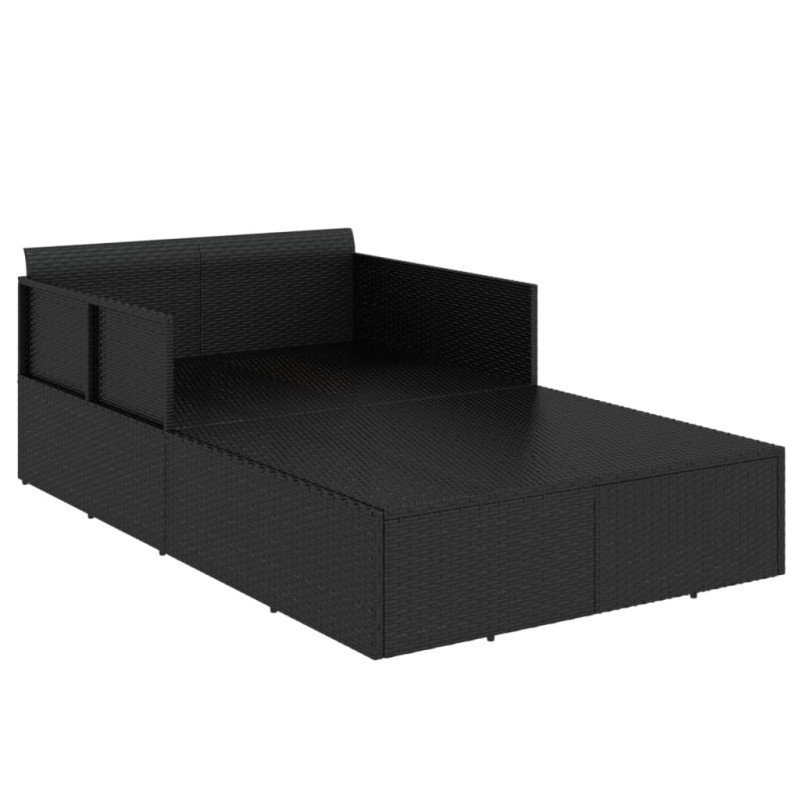 vidaXL Opaľovacie lehátko s vankúšom čierne 182x118x63 polyratan