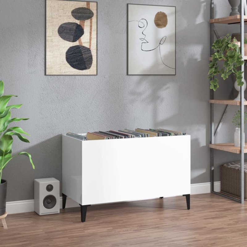 vidaXL Skrinka na platne lesklá biela 74,5x38x48 cm kompozitné drevo