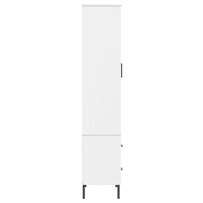 vidaXL Knižnica kovové nohy biela 85x35x172,5 cm masívne drevo OSLO