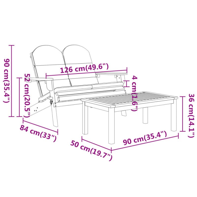 vidaXL 4-dielna záhradná sedacia súprava Adirondack akáciový masív