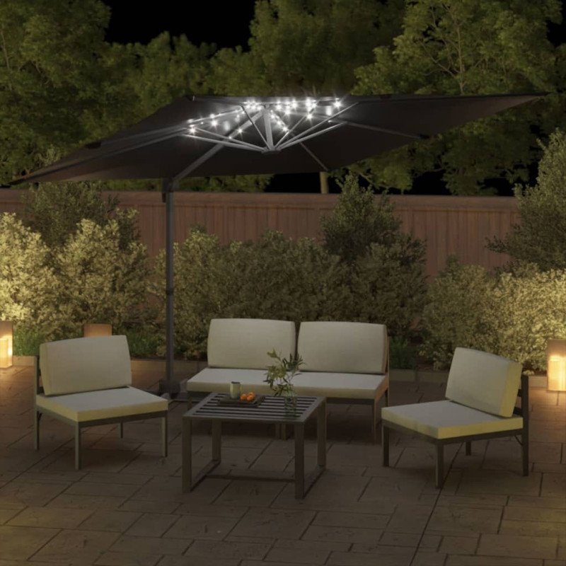 vidaXL LED konzolový slnečník čierny 400x300 cm