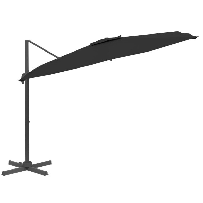 vidaXL LED konzolový slnečník čierny 400x300 cm