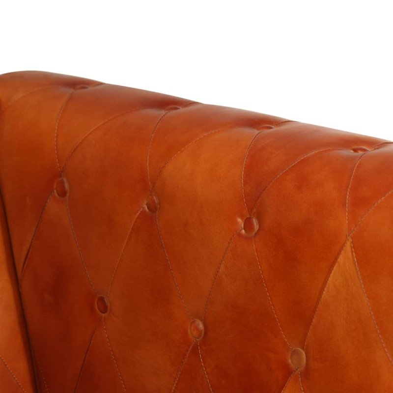 vidaXL 2-miestna pohovka Chesterfield, svetlohnedá, pravá koža