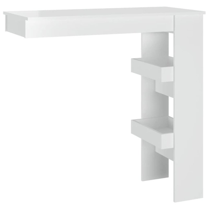 vidaXL Nástenný barový stôl lesklý biely 102x45x103,5 cm kompoz. drevo