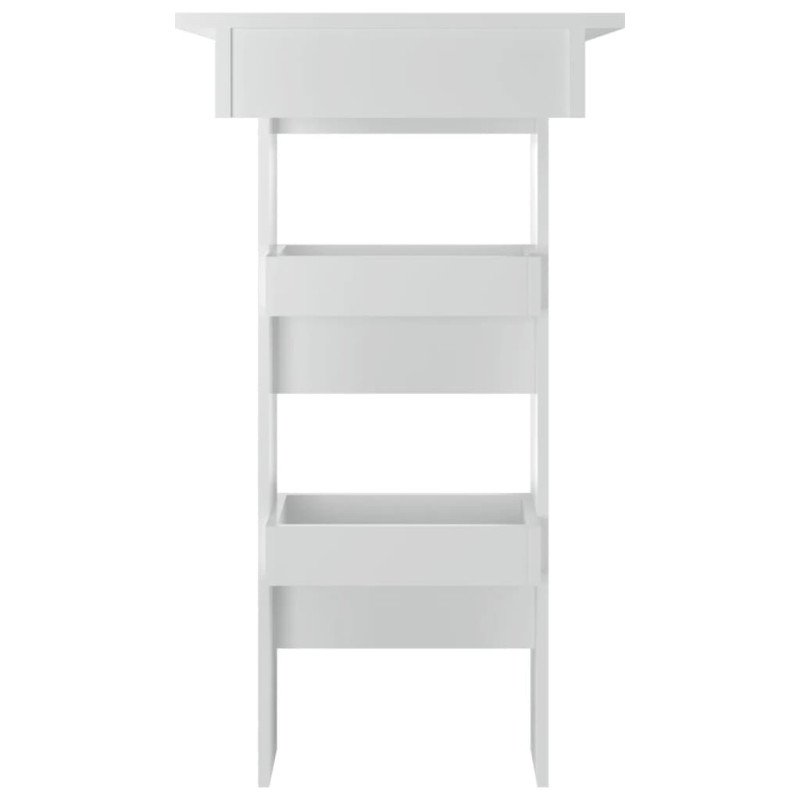 vidaXL Nástenný barový stôl lesklý biely 102x45x103,5 cm kompoz. drevo