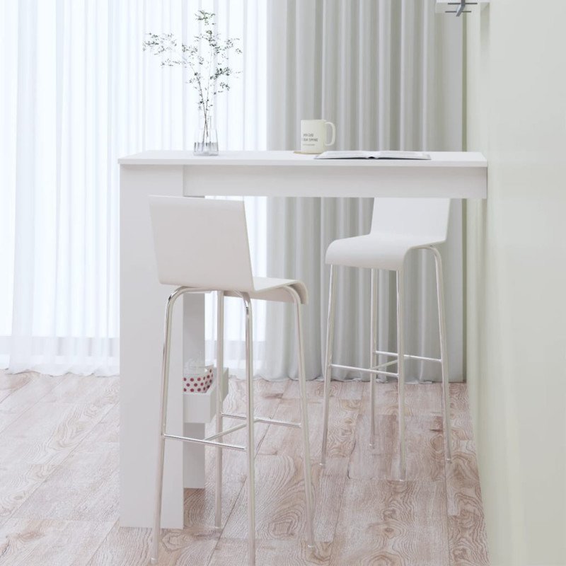 vidaXL Nástenný barový stôl lesklý biely 102x45x103,5 cm kompoz. drevo