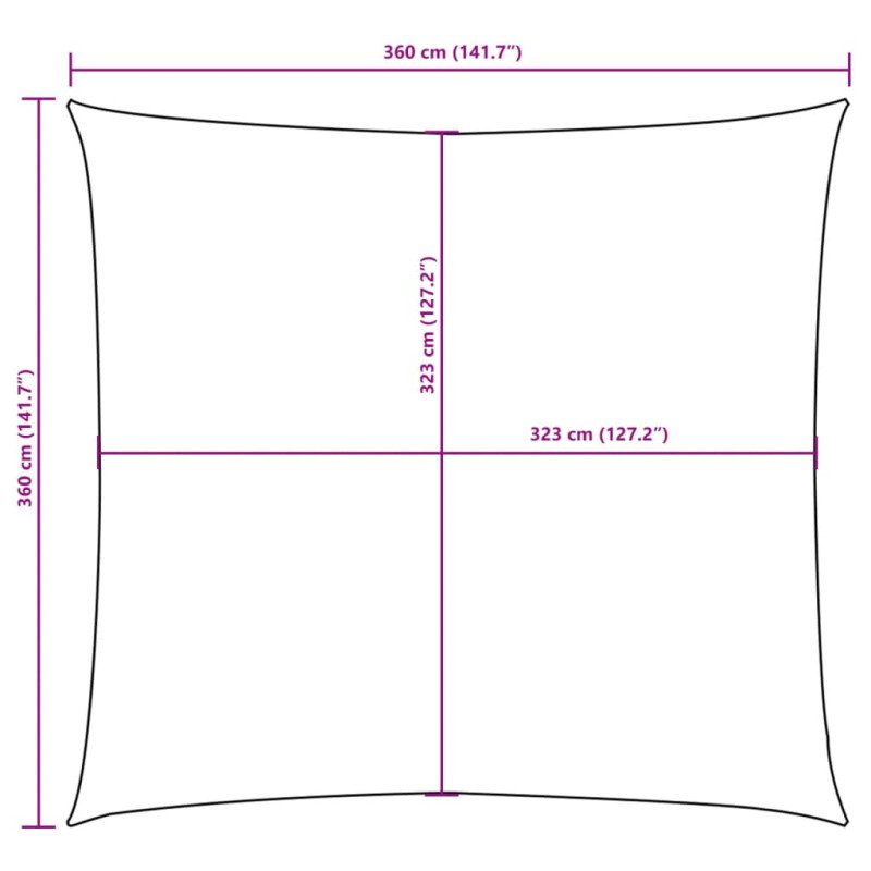 vidaXL Tieniaca plachta, oxford, štvorcová 3,6x3,6 m, tehlová 