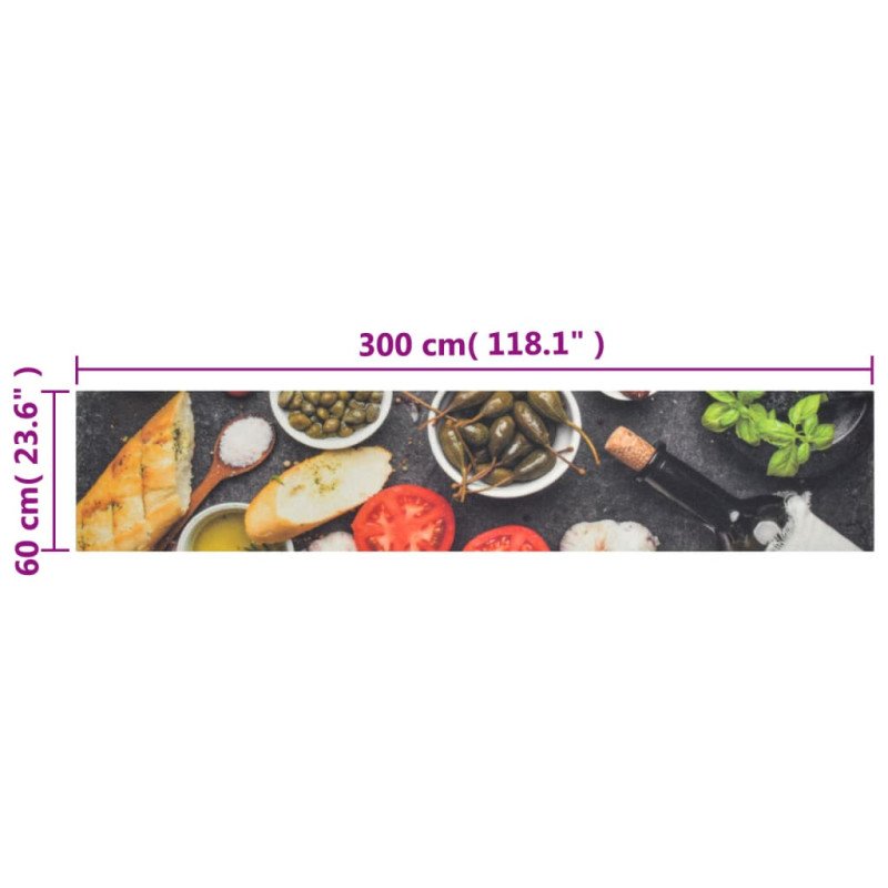 vidaXL Kuchynský koberec umývateľný Wine & Dinner 60x300 cm zamat