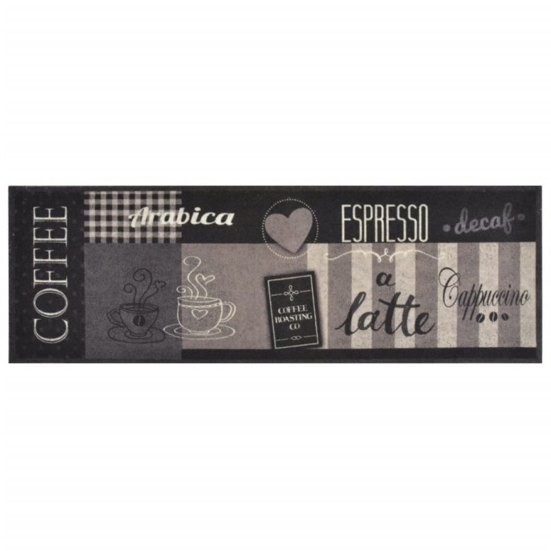vidaXL Kuchynský koberec umývateľný Coffee čierny 60x180 cm zamat