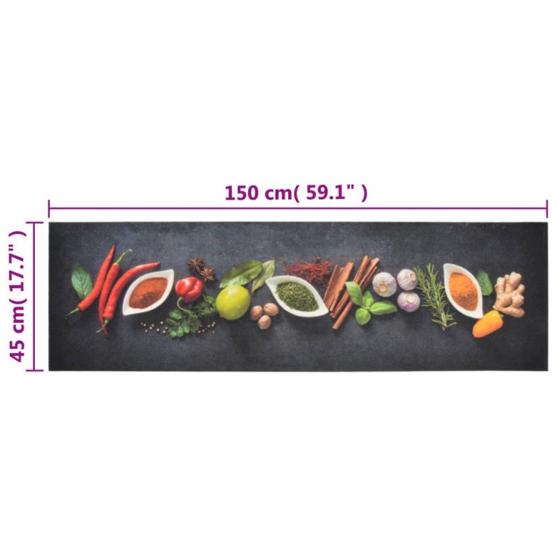 vidaXL Kuchynský koberec umývateľný Spices 45x150 cm zamat