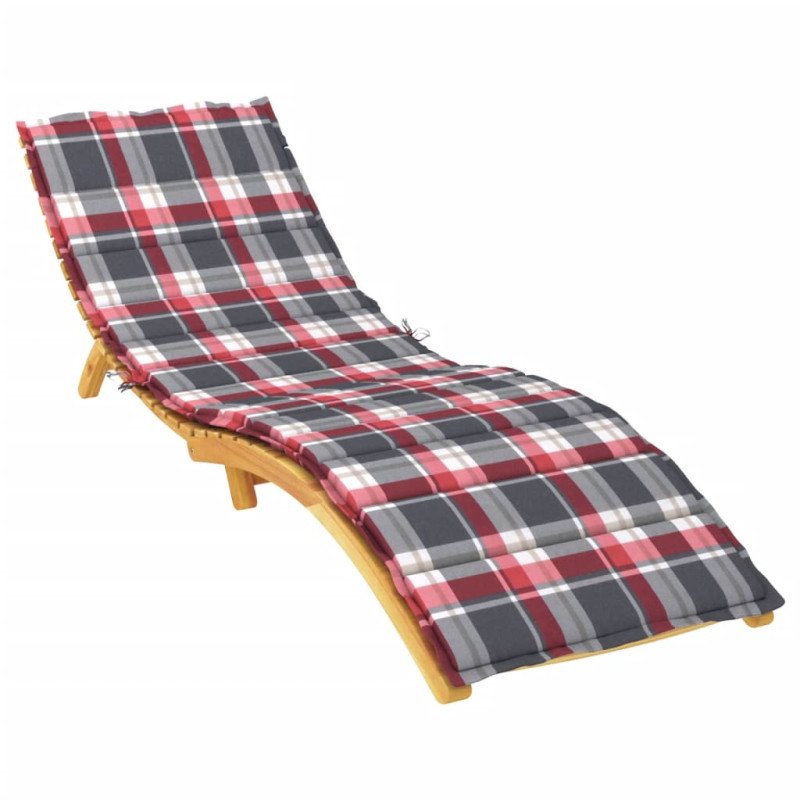 vidaXL Podložka na ležadlo, červené kocky 200x70x3 cm, oxfordská látka