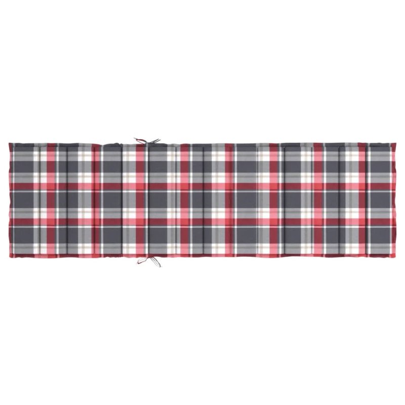 vidaXL Podložka na ležadlo, červené kocky 200x70x3 cm, oxfordská látka