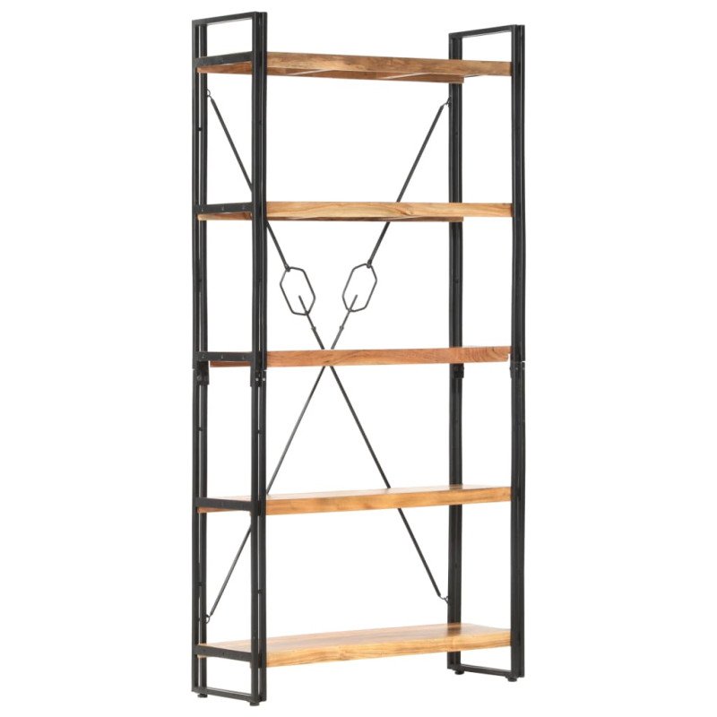 vidaXL Knižnica s 5 policami 90x30x180 cm, akáciový masív