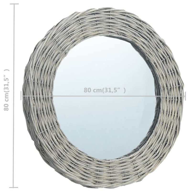 vidaXL Zrkadlo 80 cm, prútie