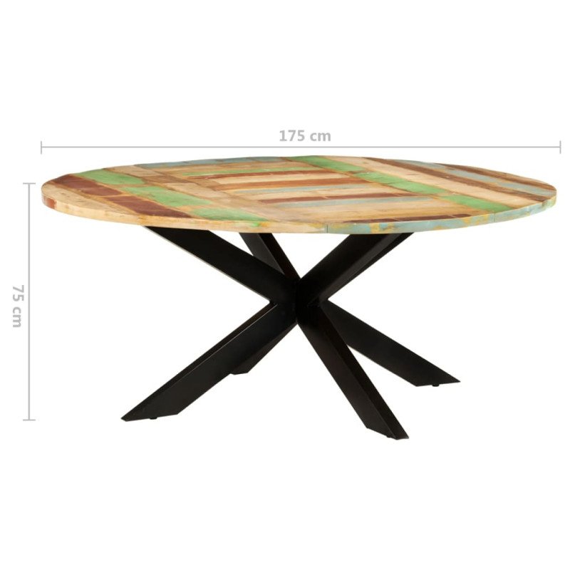 vidaXL Jedálenský stôl okrúhly 175x75 cm masívne recyklované drevo