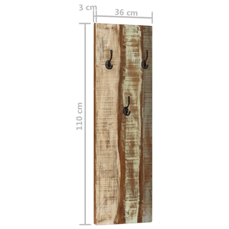 vidaXL Nástenné vešiaky na kabáty 2 ks 36x3x110 cm recyklovaný masív