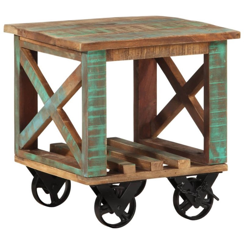 vidaXL Príručný stolík s kolieskami 40x40x42 cm recyklovaný masív
