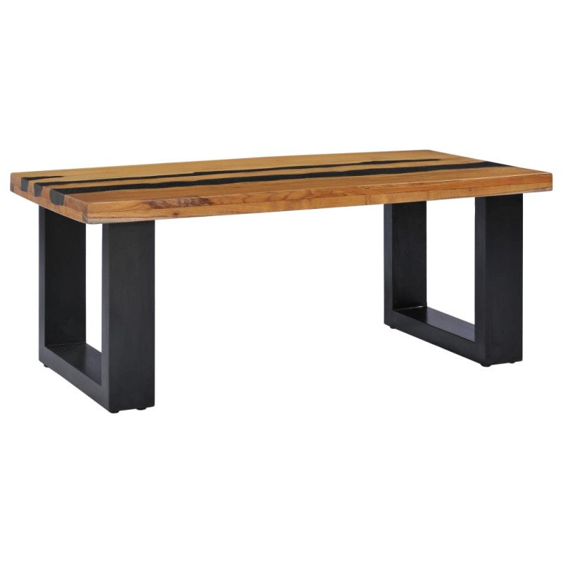 vidaXL Konferenčný stolík 100x50x40 cm masívne teakové drevo a lávové kamene
