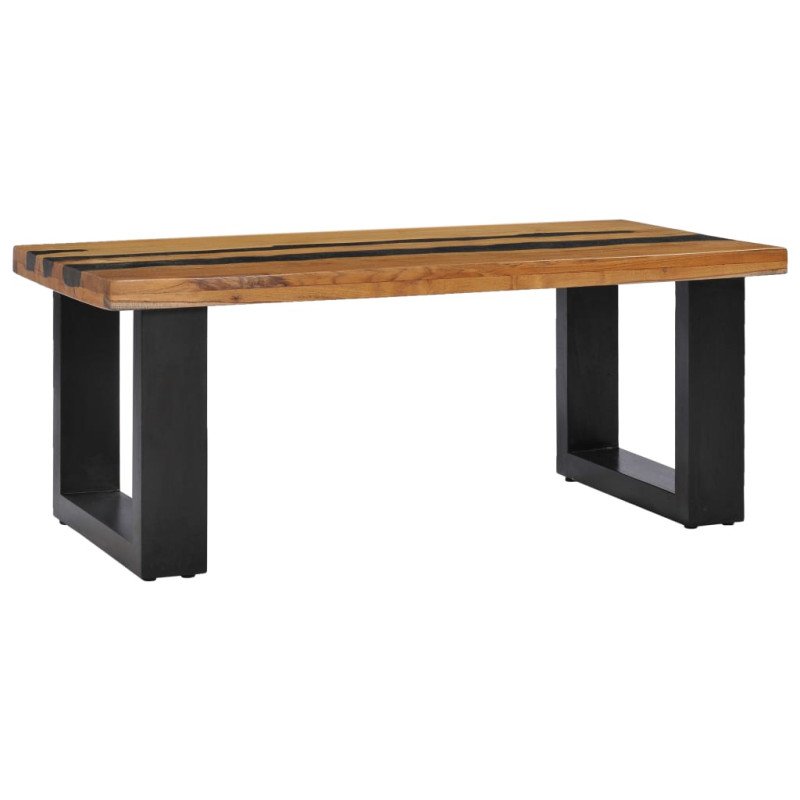 vidaXL Konferenčný stolík 100x50x40 cm masívne teakové drevo a lávové kamene