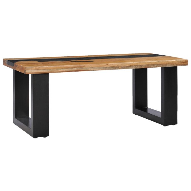 vidaXL Konferenčný stolík 100x50x40 cm masívne teakové drevo a lávové kamene