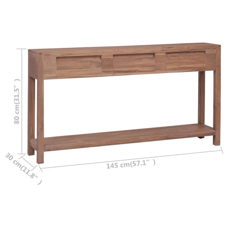 vidaXL Konzolový stolík 145x30x80 cm teakový masív