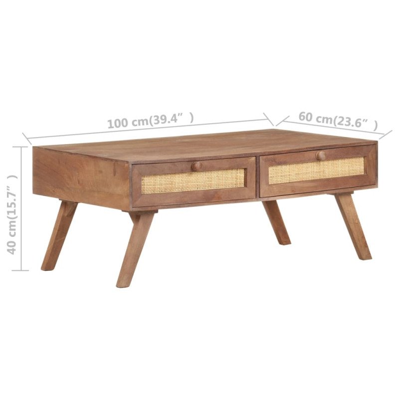 vidaXL Konferenčný stolík 100x60x40 cm, mangový masív