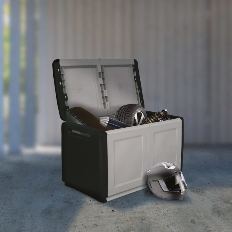 vidaXL Záhradný úložný box 96x53x57 cm 230 l sivo-čierny