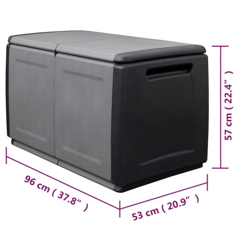 vidaXL Záhradný úložný box 96x53x57 cm 230 l sivo-čierny