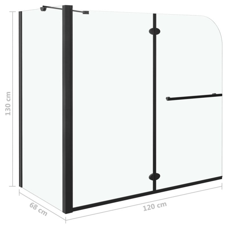 vidaXL Dvojkrídlový sprchový kút ESG 120x68x130 cm, čierny