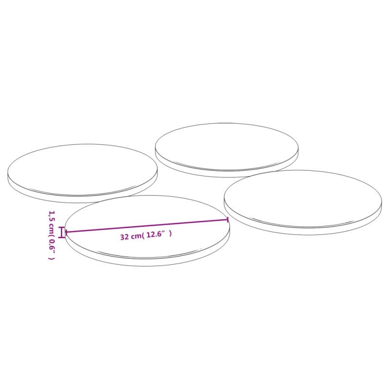 vidaXL Taniere na pizzu 4 ks Ø32x1,5 cm bambus 