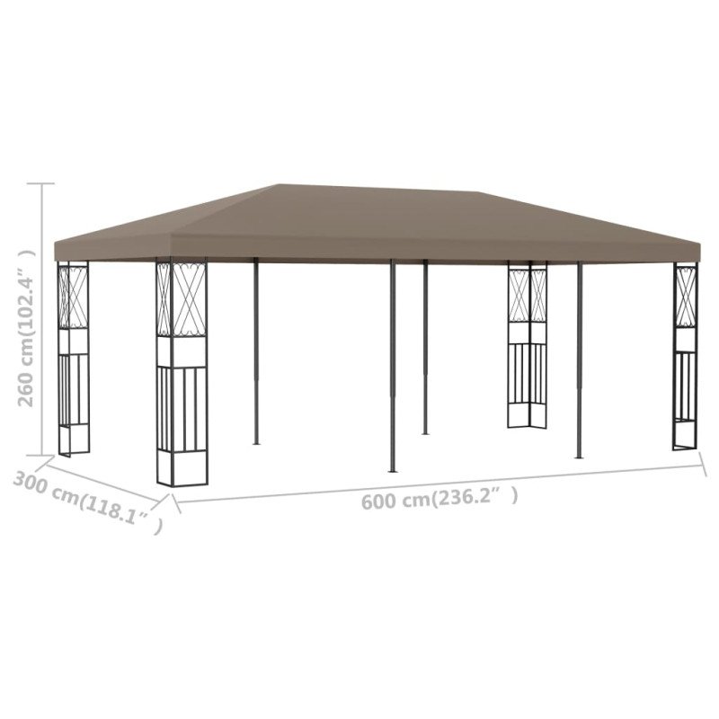 vidaXL Altánok 6x3 m, sivohnedý, látka