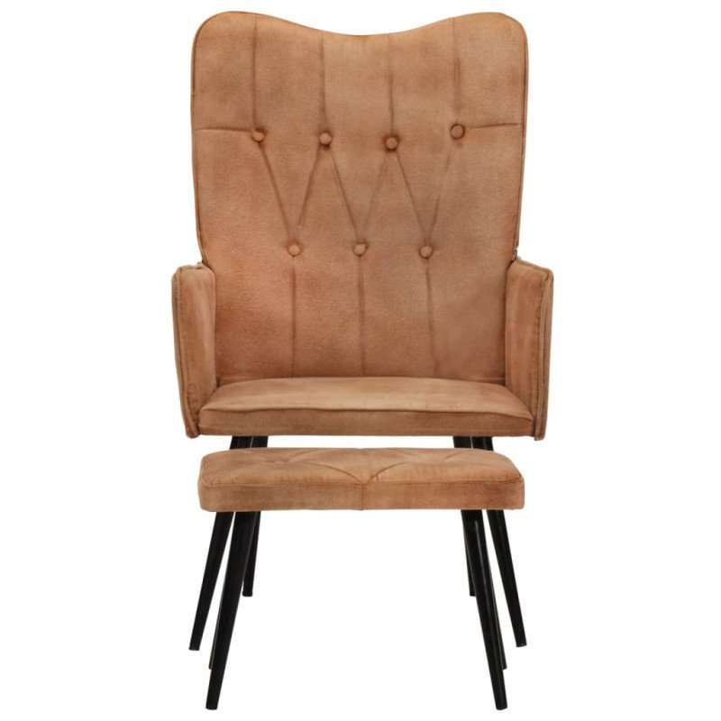 vidaXL Kreslo wingback s podnožkou hnedé plátno