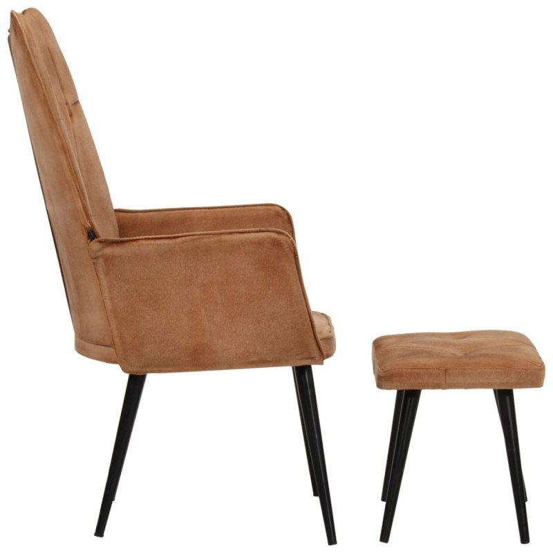vidaXL Kreslo wingback s podnožkou hnedé plátno