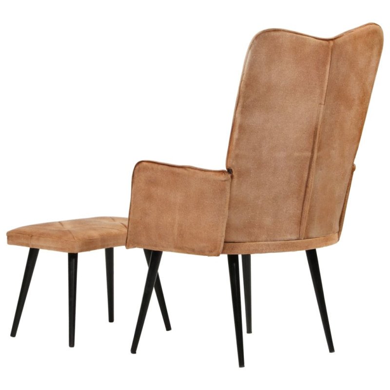 vidaXL Kreslo wingback s podnožkou hnedé plátno