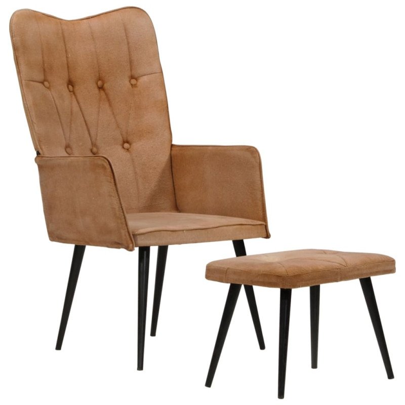 vidaXL Kreslo wingback s podnožkou hnedé plátno