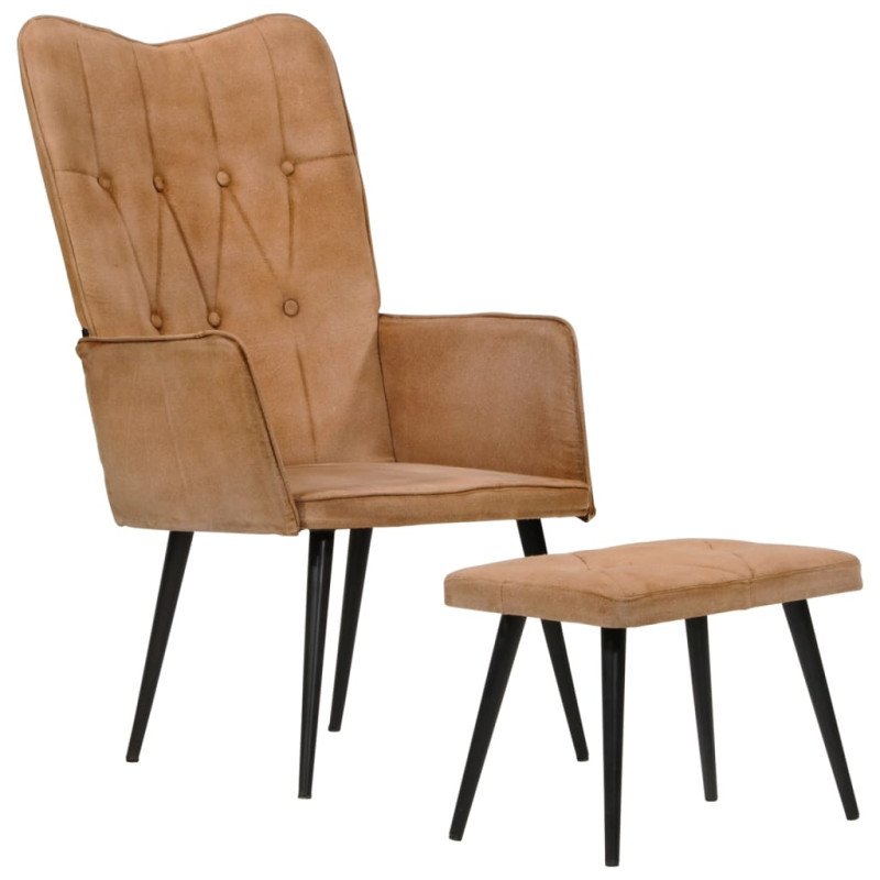 vidaXL Kreslo wingback s podnožkou hnedé plátno