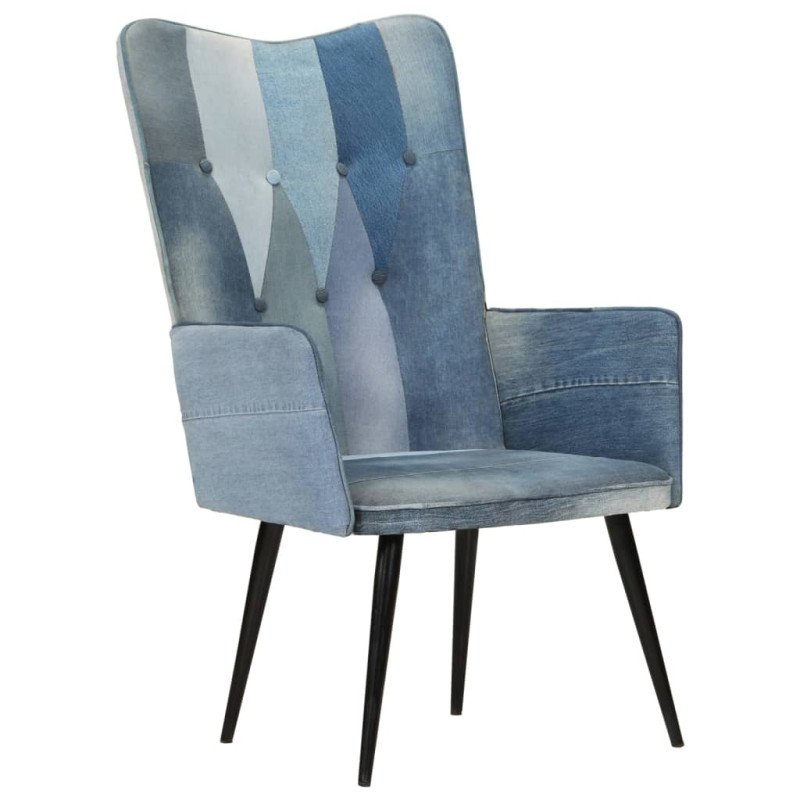 vidaXL Kreslo wingback patchwork denim plátno