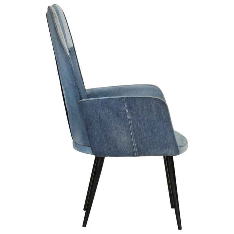 vidaXL Kreslo wingback patchwork denim plátno