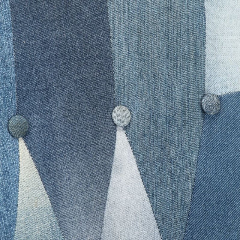 vidaXL Kreslo wingback patchwork denim plátno