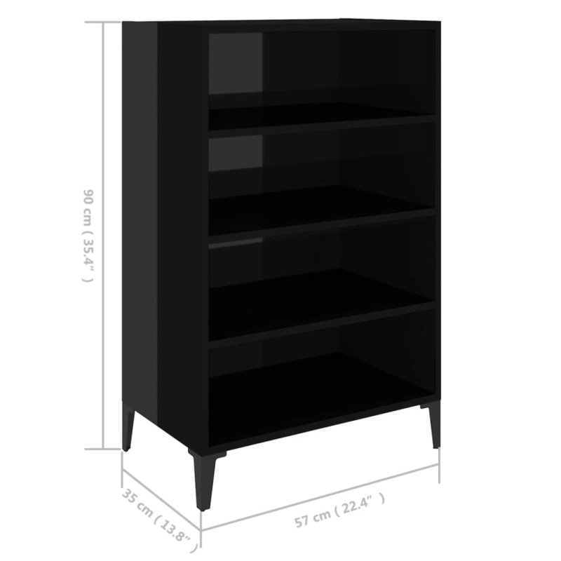 vidaXL Komoda, lesklá čierna 57x35x90 cm, kompozitné drevo